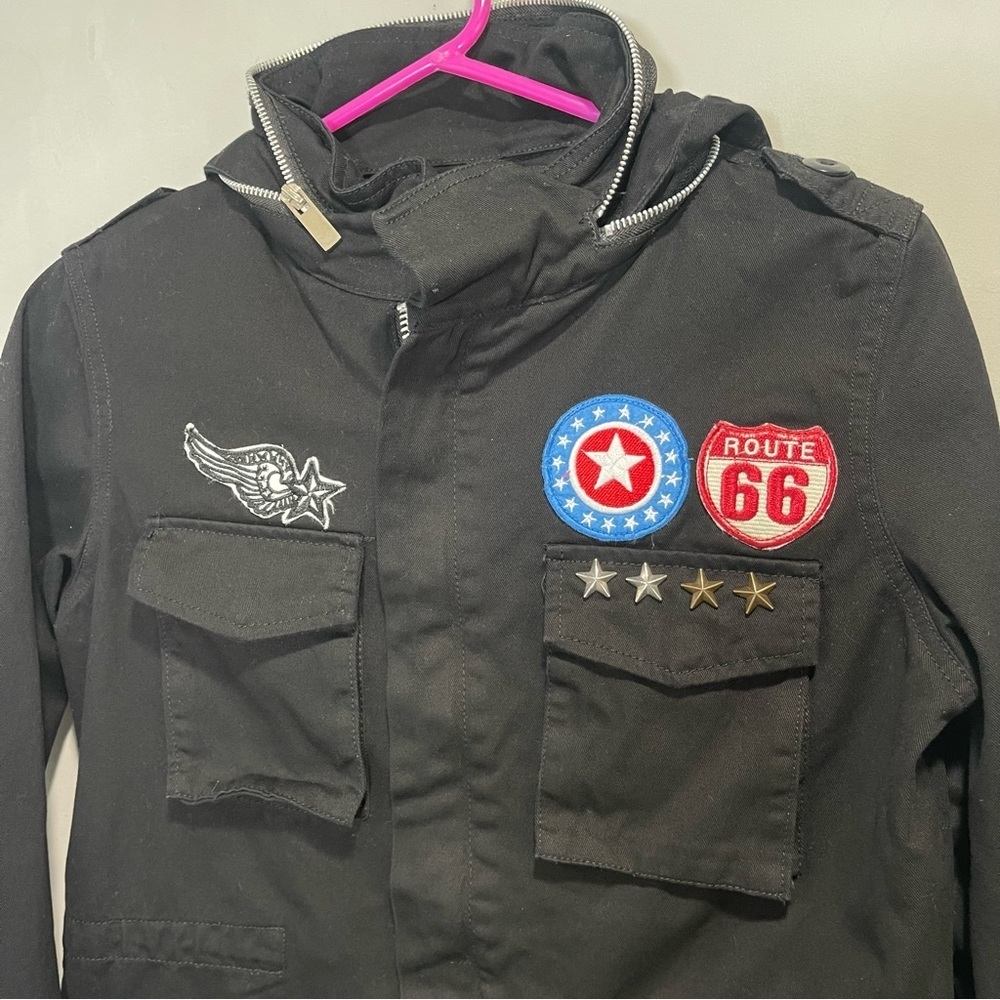 Monarda Patchwork Utility Black Jacket With Hood - image 2